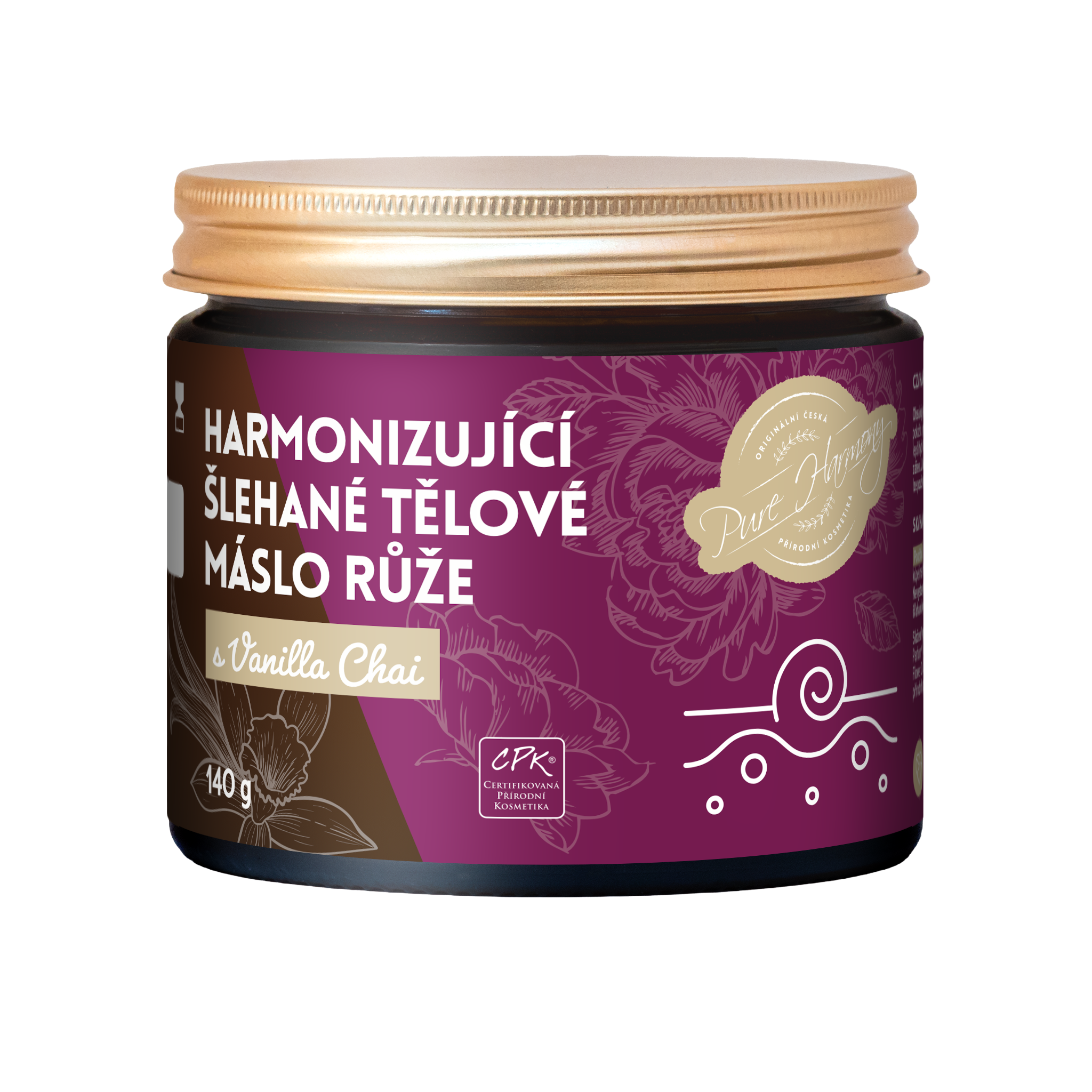 Harmonizující šlehané tělové máslo Růže s Vanilla Chai 140 g