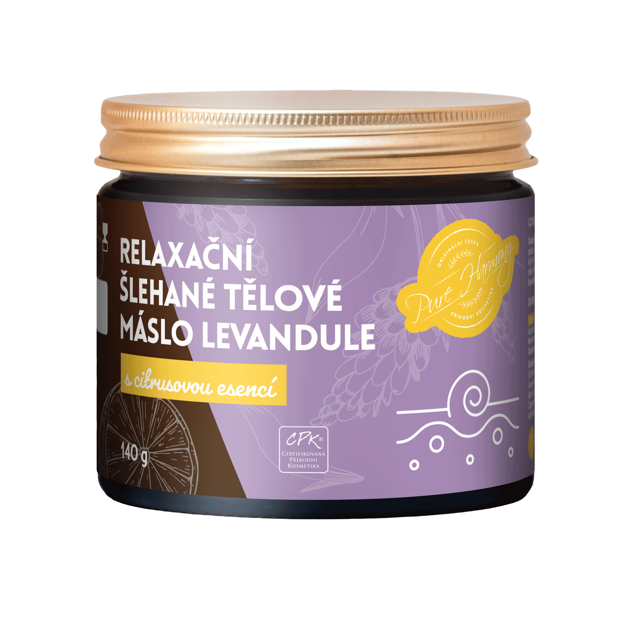 Relaxační šlehané tělové máslo Levandule s citrusovou esencí 140 g
