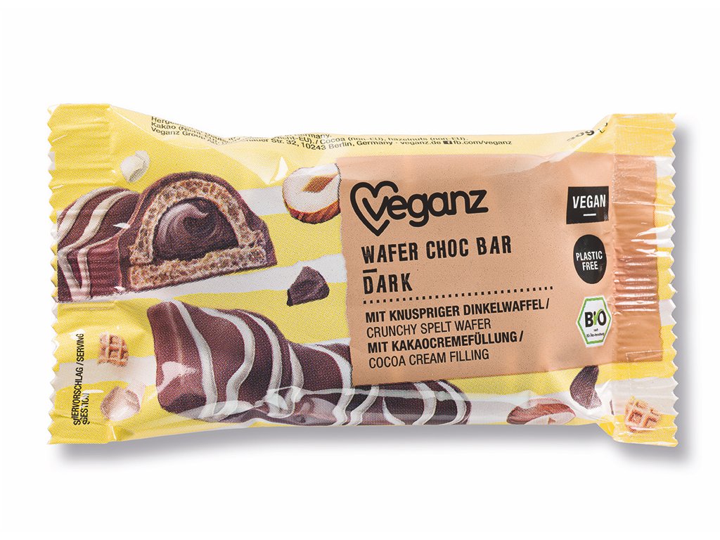 Veganz oplatka s kakaovou naplni v cokoláde Bio