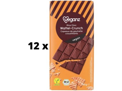 veganz cokolada s krupavymi vaflemi bio vyprodej 12 kusu