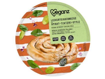 veganz strudlova rolka spenat tzatziki