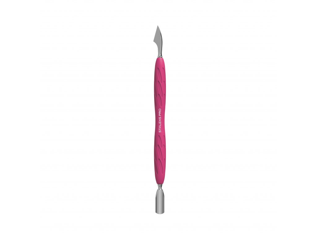 Manicure pusher with silicone handle UNIQ 10 TYPE 3 (narrow rounded pusher + hatchet)
