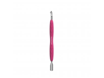 Manicure pusher with silicone handle UNIQ 10 TYPE 4.2 (narrow rounded pusher + bent blade)