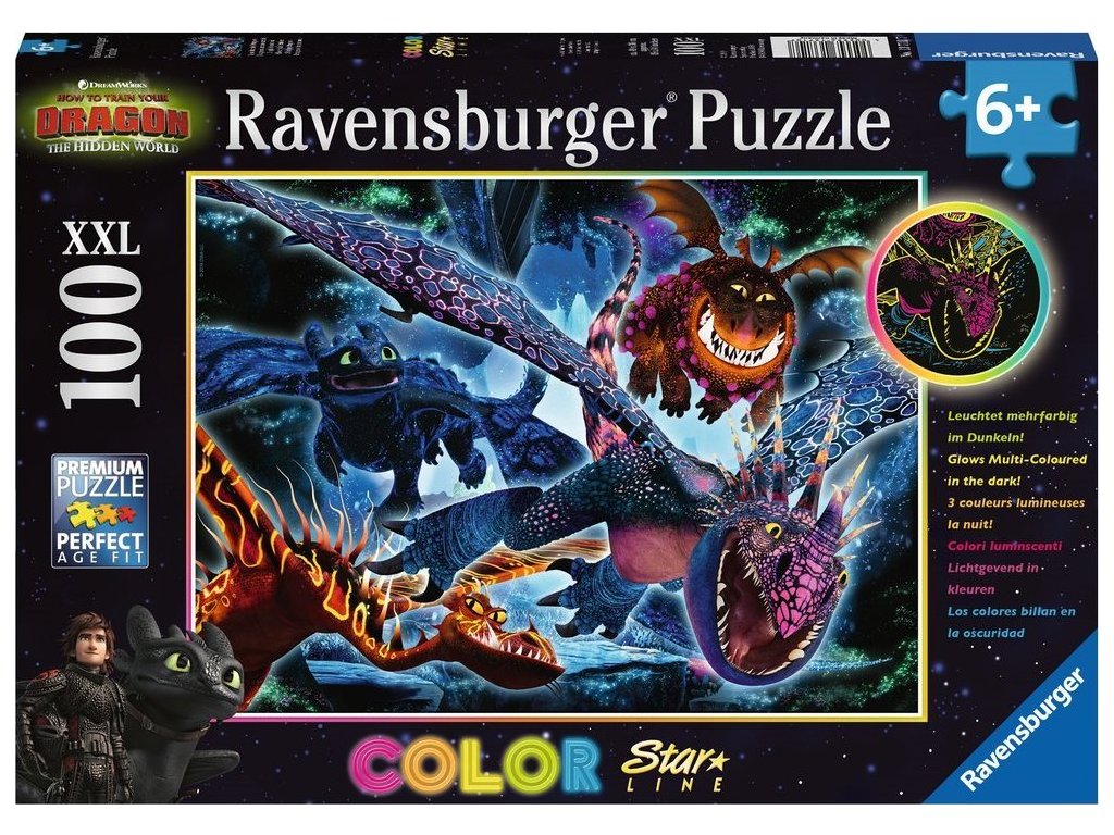 RAVENSBURGER Svítící puzzle Jak vycvičit draka III XXL 100 dílků