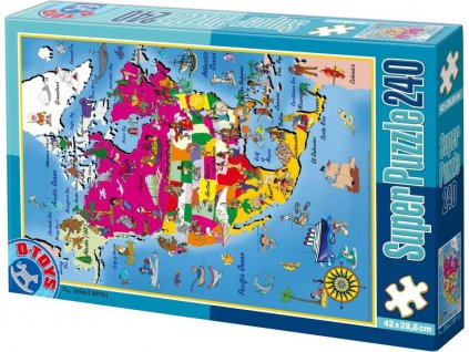 D-TOYS Puzzle Mapa Severní Ameriky 240 dílků