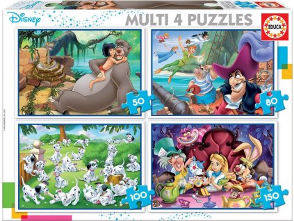 EDUCA Puzzle Disney pohádky 4v1 (50,80,100,150 dílků)