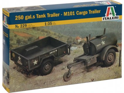 Model Kit military 0229 - 250 GAL.S TANK TRAILER - M101 CARGO TRAILER (1:35)