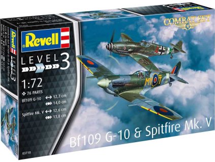 Plastic Modelkit letadla 03710 - Bf109G-10 & Spitfire Mk.V (1:72)