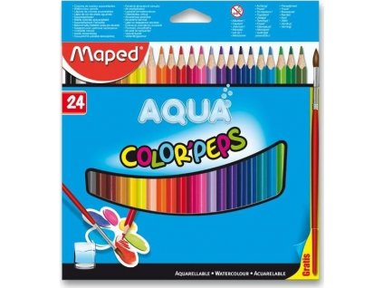 MAPED Trojhranné pastelky Aqua Color'Peps 24ks + štětec