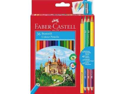 Faber-Castell Pastelky 36ks + ořezávátko, tužka a duo pastelky