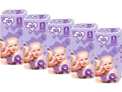 MEGAPACK Dětské jednorázové pleny New Love Premium comfort 4 MAXI 7-18 kg 5x44 ks