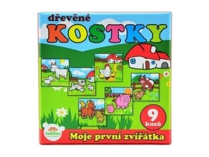 TEDDIES Obrázkové kostky Moje první zvířátka, 9 kostek