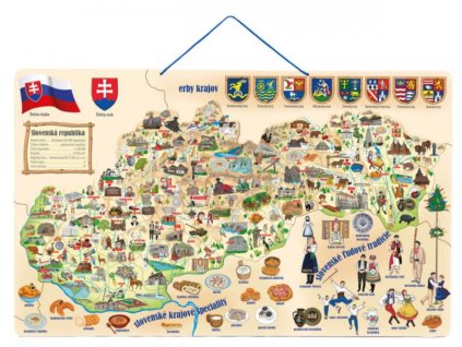 Magnetická mapa Slovenska s obrázky a společenská hra 3v1