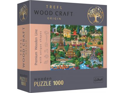 TREFL Wood Craft Origin puzzle Slavná místa Francie 1000 dílků