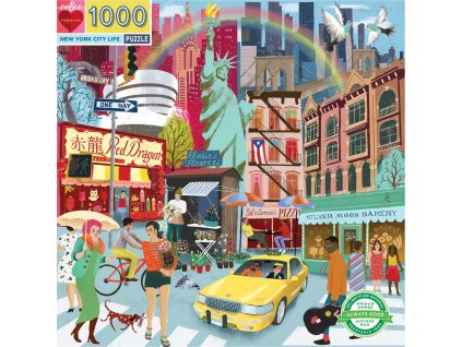 EEBOO Čtvercové puzzle Život v New Yorku 1000 dílků