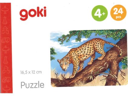 GOKI Dřevěné puzzle Africká zvířata: Jaguár 24 dílků