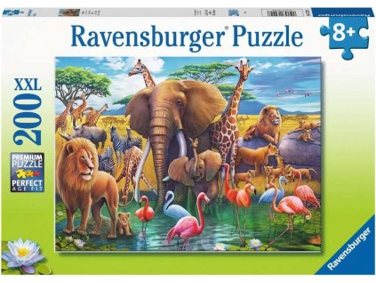 RAVENSBURGER Puzzle Zvířata u napajedla XXL 200 dílků