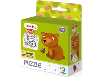 DODO Puzzle s omalovánkou Medvěd 16 dílků