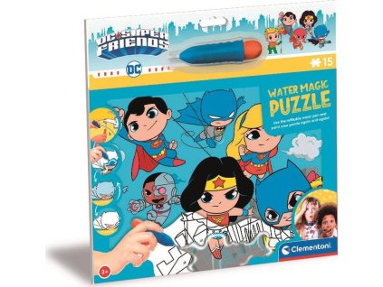 CLEMENTONI Puzzle s malováním vodou Water Magic: DC Super Friends 15 dílků