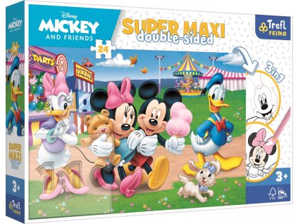 TREFL Oboustranné puzzle Mickey Mouse na pouti SUPER MAXI 24 dílků