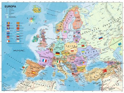 RAVENSBURGER Puzzle Politická mapa Evropy XXL 200 dílků