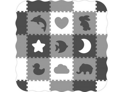 ECOTOYS Pěnové puzzle Zvířata a tvary černá-bílá SX s okraji