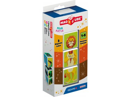 GEOMAG Magnetické kostky Magicube Mix&Match Zvířata savany, 3 kostky