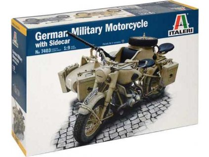 Model Kit military 7403 - German Military Motorcycle with Sidecar (1:9)