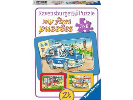 RAVENSBURGER Moje první puzzle Zásahová vozidla se zvířátky za volantem 3x6 dílků