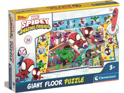 CLEMENTONI Podlahové puzzle s interaktivním perem Spidey a jeho úžasní přátelé 24 dílků