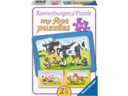 RAVENSBURGER Moje první puzzle Zvířecí kamarádi 3x6 dílků