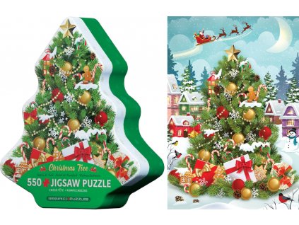 EUROGRAPHICS Puzzle v plechové krabičce Vánoční stromeček 550 dílků