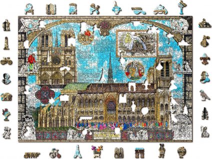 WOODEN CITY Dřevěné puzzle Katedrála Notre-Dame 2v1, 1010 dílků EKO