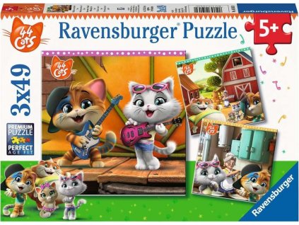 RAVENSBURGER Puzzle Vítejte u 44 koček 3x49 dílků