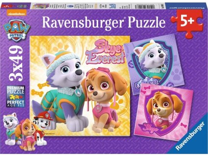 RAVENSBURGER Puzzle Tlapková patrola: Dívčí síla 3x49 dílků