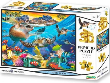 PRIME 3D Puzzle Želví pláž 3D 48 dílků