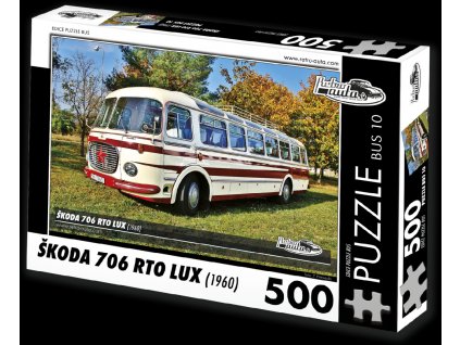 RETRO-AUTA Puzzle BUS č. 10 Škoda 706 RTO LUX (1960) 500 dílků