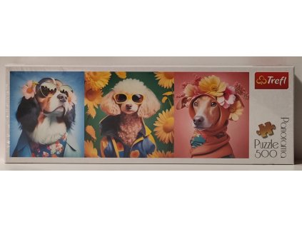 TREFL Panoramatické puzzle Psí týden módy 500 dílků