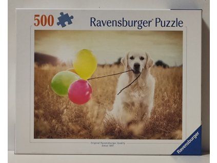RAVENSBURGER Puzzle Labrador s balónky 500 dílků