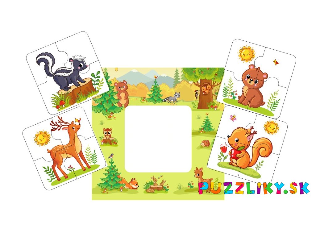 Puzzle "Les" pre najmenších 12,5x12,5cm - 2-vrstvý plstený panel s výrezmi