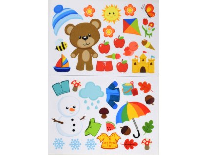 Medvedík a ročné obdobia - plstený panel
