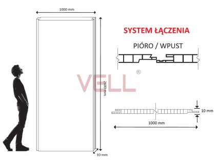 Płyta ścienna PCV VELL biała kafelka 260x100cm