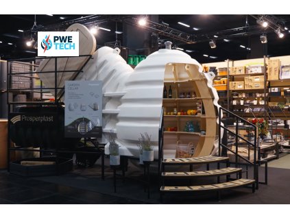 Podzemná plastová monolitická pivnica OVO ROV-4C svetlo šedá 7,5 m3 kompletne zariadená