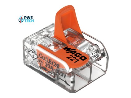 Svorka WAGO 221-412 krabicová-lanko/pevný 2x4mm2 balenie 100 kusov
