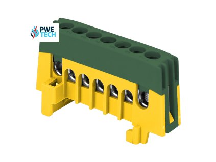 Zbernica na DIN lištu izolovaná zeleno-žltá IP20, mostík zeleno-žltý PE7 7x16mm2