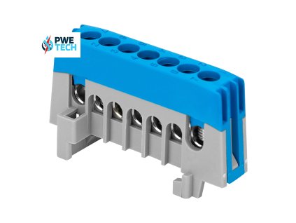 Zbernica na DIN lištu izolovaná modro-šedá IP20, nulový mostík modro-šedý N7 7x16mm2