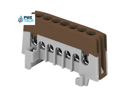 Zbernica na DIN lištu izolovaná hnedá IP20, mostík hnedý L7 7x16mm2