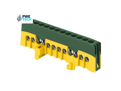 Zbernica na DIN lištu izolovaná zeleno-žltá IP20, mostík zeleno-žltý PE12 12x16mm2