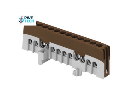 Zbernica na DIN lištu izolovaná hnedá IP20, mostík hnedý L12 12x16mm2