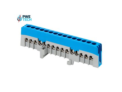 Zbernica na DIN lištu izolovaná modro-šedá IP20, nulový mostík modro-šedý N15 15x16mm2